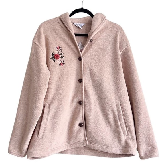 Northern Reflections Jackets & Blazers - Vintage Beige Floral Fleece Jacket